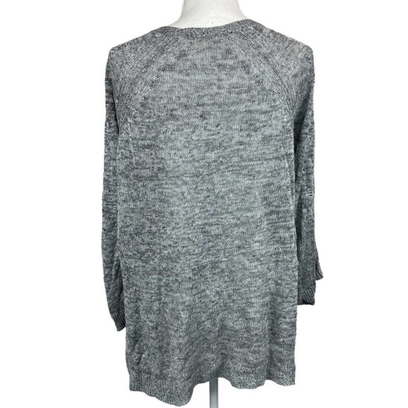 Eileen Fisher Women's Deep V-Neck Linen Thin Knit Sweater XS/TP Gray Oversized - Picture 9 of 10